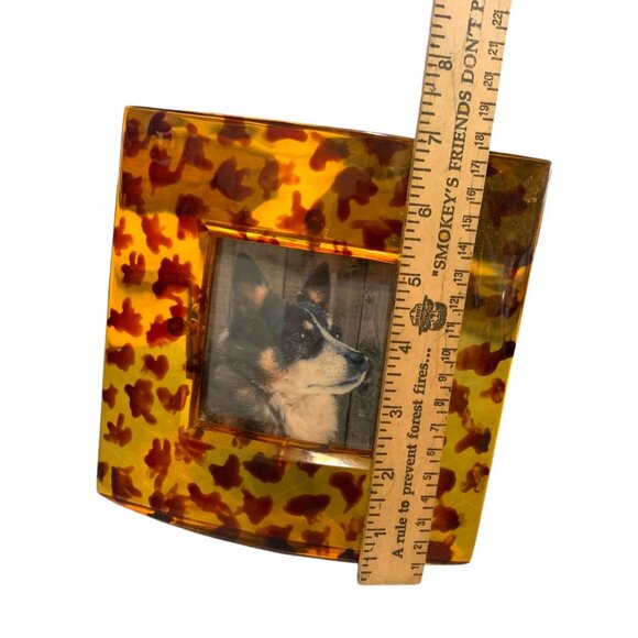 Vintage Picture Frame Acrylic Tortoise Shell - 3.5x3.5 Picture Slot Retro - Picture 6 of 7